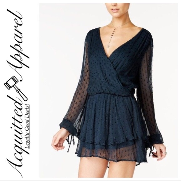 Free People Dresses & Skirts - Free People Daliah Mini Dress Green Long sleeve